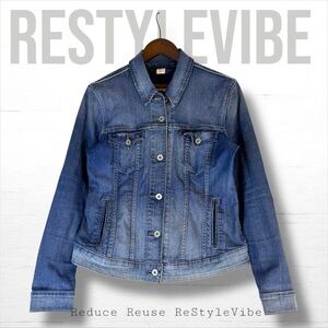 LEVI’S Women’s Size L Jacket Coat Denim Jean Trucker Style Stretch Red Tab